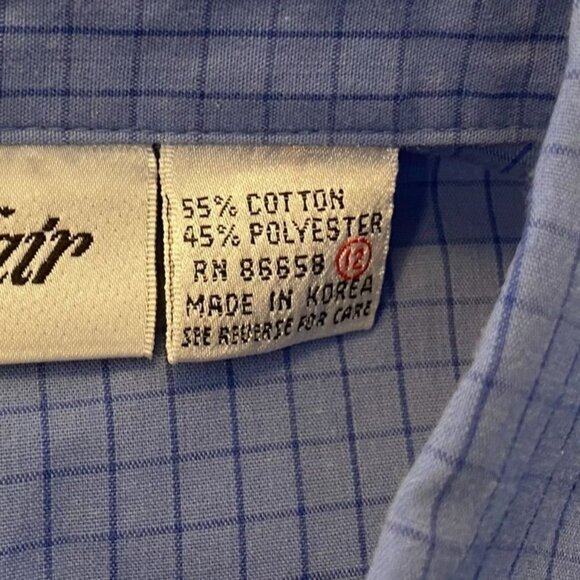 Yves St. Clair Womans Shirt Size 12 Blue Checkered Button-Up Long Sleeve Classic - Picture 5 of 7